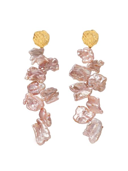 pink pearl Goddess Earrings